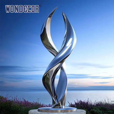 Customized oversized outdoor statue forged twisted geometric stainless steel sculpture