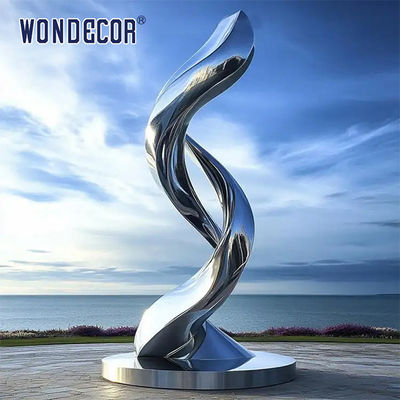Customized oversized outdoor statue forged twisted geometric stainless steel sculpture