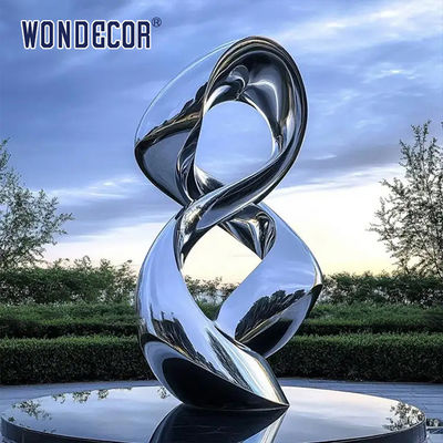 Customized oversized outdoor statue forged twisted geometric stainless steel sculpture
