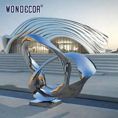 Modern Large Outdoor Metal Sculpture Stainless Steel Mirror Surrounding Circle Sculpture