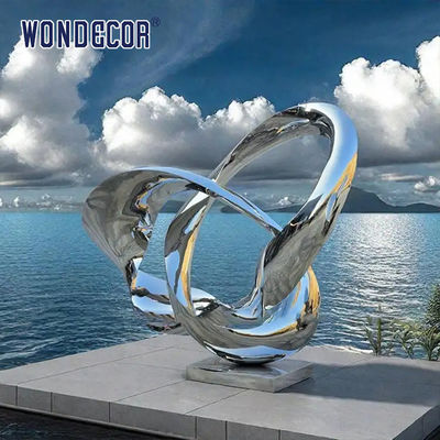 Modern Large Outdoor Metal Sculpture Stainless Steel Mirror Surrounding Circle Sculpture