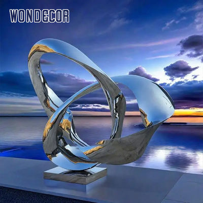 Modern Large Outdoor Metal Sculpture Stainless Steel Mirror Surrounding Circle Sculpture