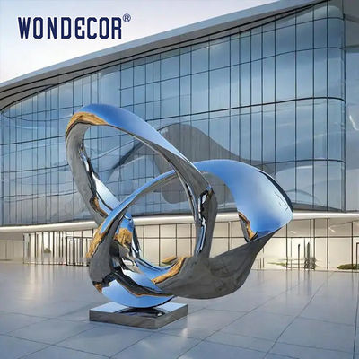 Modern Large Outdoor Metal Sculpture Stainless Steel Mirror Surrounding Circle Sculpture