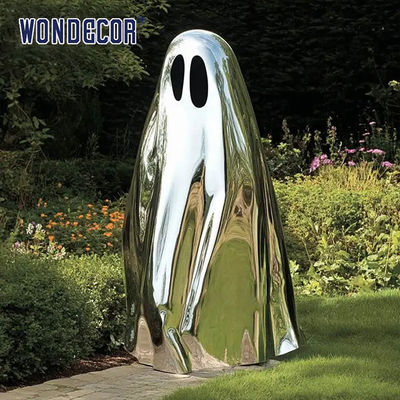 Customized polished stainless steel ghost statue for modern outdoor landscape