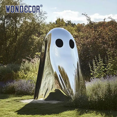 Customized polished stainless steel ghost statue for modern outdoor landscape