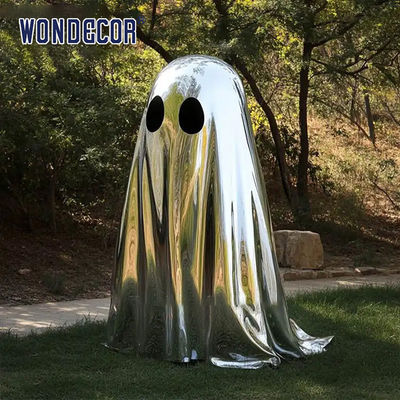 Customized polished stainless steel ghost statue for modern outdoor landscape