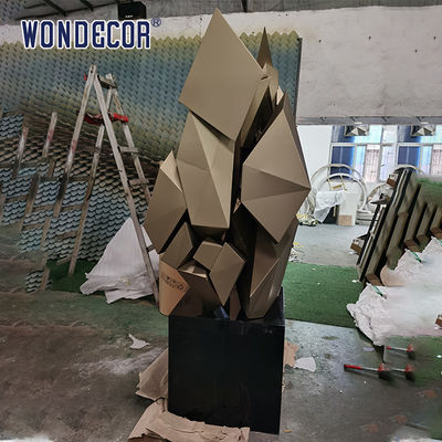 Hot selling large-scale abstract outdoor square geometric metal art geometric gravel stainless steel sculpture