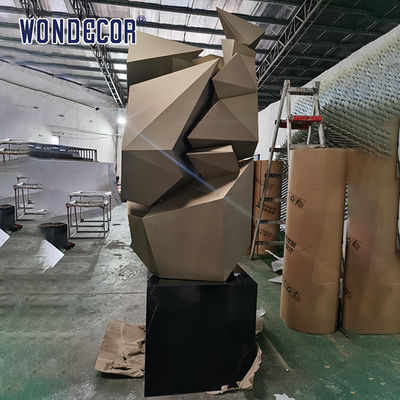 Hot selling large-scale abstract outdoor square geometric metal art geometric gravel stainless steel sculpture