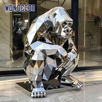 Outdoor garden large abstract forged metal animal gorilla sculpture