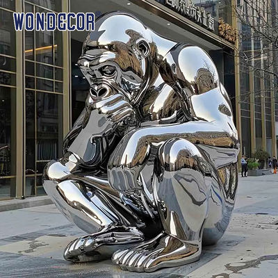 Outdoor garden large abstract forged metal animal gorilla sculpture