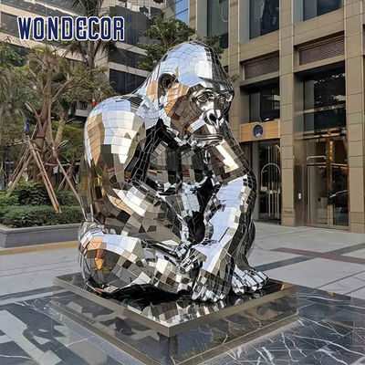 Outdoor garden large abstract forged metal animal gorilla sculpture