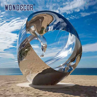 Outdoor square large abstract forged metal geometric circular ring stainless steel sculpture