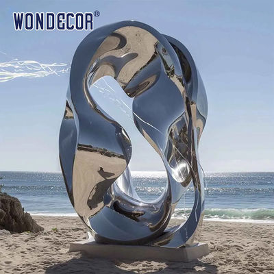 Outdoor square large abstract forged metal geometric circular ring stainless steel sculpture