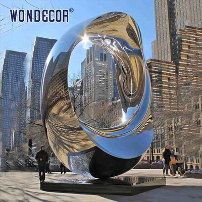 Outdoor square large abstract forged metal geometric circular ring stainless steel sculpture