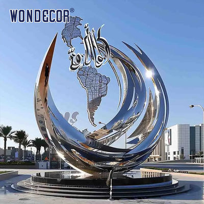 Large outdoor square forged metal modern irregular geometric stainless steel sculpture