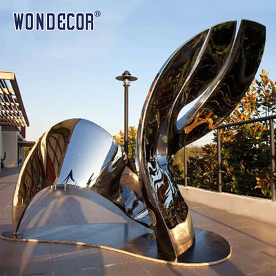 Large outdoor square forged metal modern geometric shape stainless steel sculpture