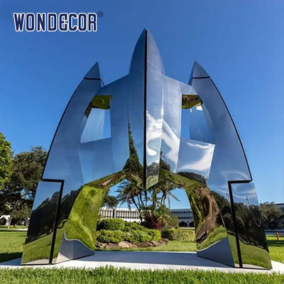 Large outdoor park forging metal abstract rocket stainless steel sculpture