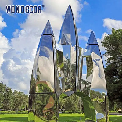 Large outdoor park forging metal abstract rocket stainless steel sculpture