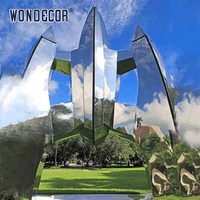 Large outdoor park forging metal abstract rocket stainless steel sculpture