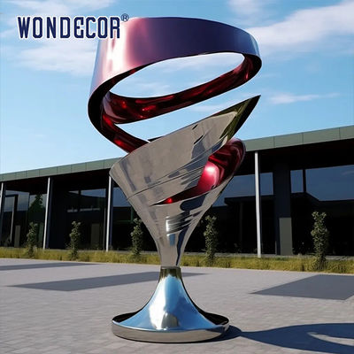 Large Outdoor Square Modern Abstract Geometric Wine Glass Stainless Steel Sculpture