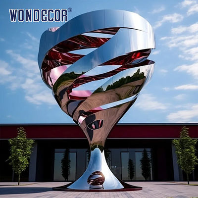 Large Outdoor Square Modern Abstract Geometric Wine Glass Stainless Steel Sculpture