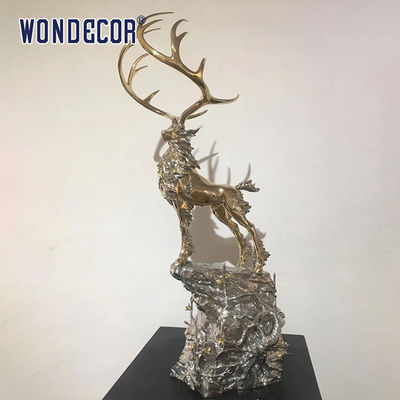Modern metal art decoration casting animal stag stainless steel sculpture for outdoor decoration