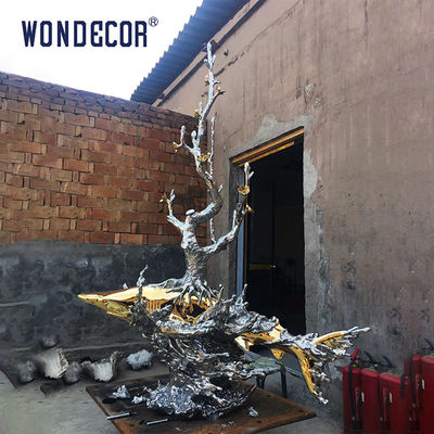 Metal Art Casting Stainless Steel Sculpture Wave Shark Tree