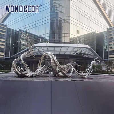 Large Outdoor Square Stainless Steel Abstract Sculpture Metal Casting Wave And Spray Art