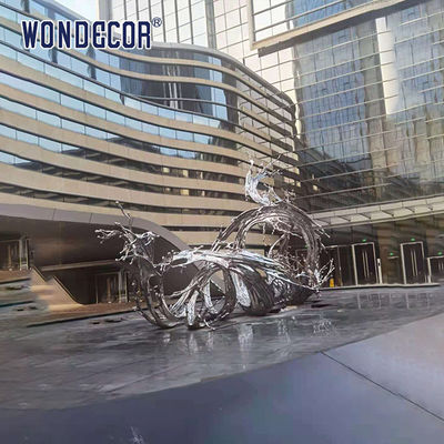 Large Outdoor Square Stainless Steel Abstract Sculpture Metal Casting Wave And Spray Art
