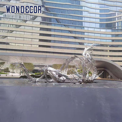 Large Outdoor Square Stainless Steel Abstract Sculpture Metal Casting Wave And Spray Art