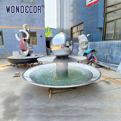 Large Forged Metal Stainless Steel Garden Sculptures Geometric Spherical Fountain