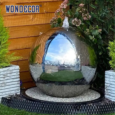 Large Forged Metal Stainless Steel Garden Sculptures Geometric Spherical Fountain