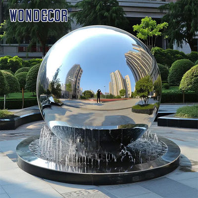 Large Forged Metal Stainless Steel Garden Sculptures Geometric Spherical Fountain
