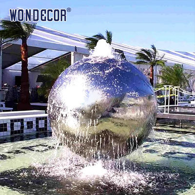 Large Forged Metal Stainless Steel Garden Sculptures Geometric Spherical Fountain
