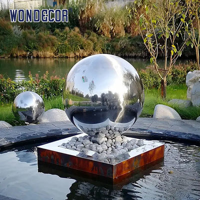 Large Forged Metal Stainless Steel Garden Sculptures Geometric Spherical Fountain