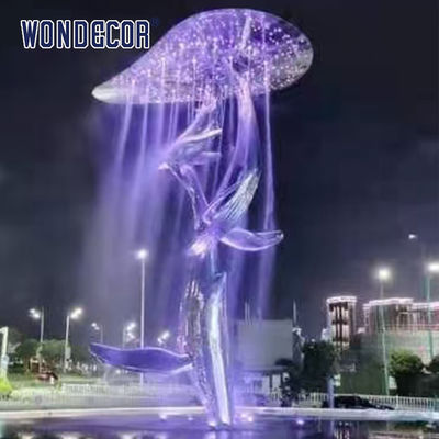 Large Outdoor Square Stainless Steel Fountain Sculpture Cloud Whale