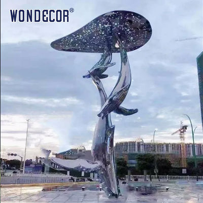 Large Outdoor Square Stainless Steel Fountain Sculpture Cloud Whale