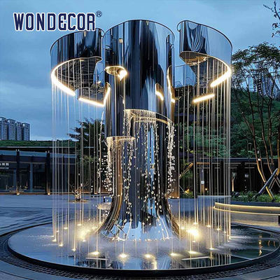Large Outdoor Stainless Steel Modern Sculpture Minimalist Abstract Shaped Tree