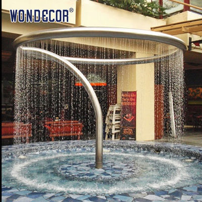 Modern Minimalist Geometric Circular Stainless Steel Fountain Sculpture Outdoor
