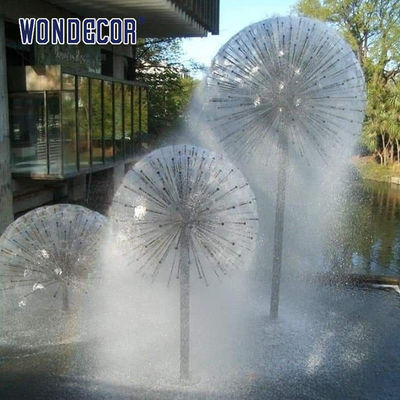 Outdoor Modern Abstract Dandelion Stainless Steel Fountain Sculpture Large