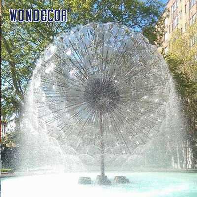 Outdoor Modern Abstract Dandelion Stainless Steel Fountain Sculpture Large