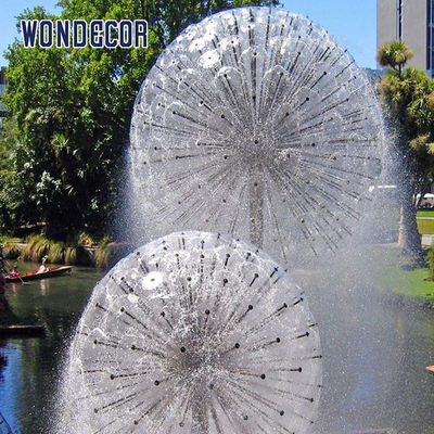 Outdoor Modern Abstract Dandelion Stainless Steel Fountain Sculpture Large