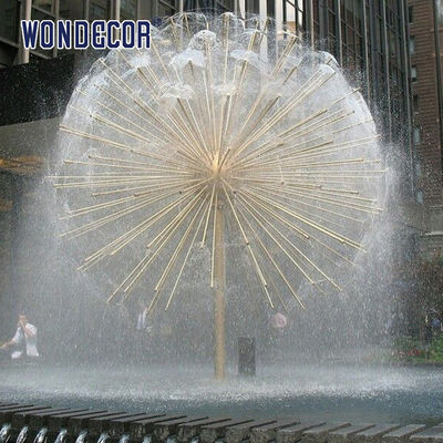 Outdoor Modern Abstract Dandelion Stainless Steel Fountain Sculpture Large