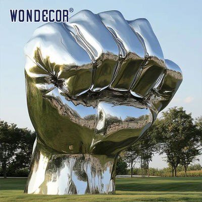 Customized outdoor park large fist power stainless steel sculpture