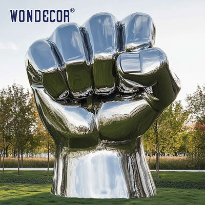 Customized outdoor park large fist power stainless steel sculpture