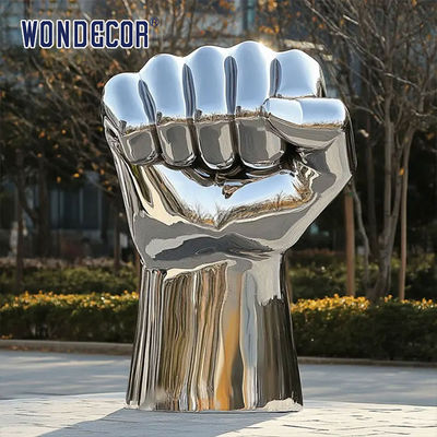 Customized outdoor park large fist power stainless steel sculpture