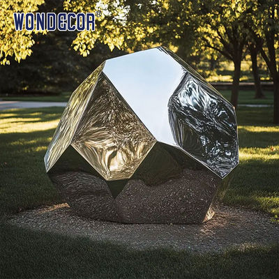 Outdoor park geometric pebble stainless steel sculpture