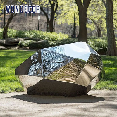 Outdoor park geometric pebble stainless steel sculpture
