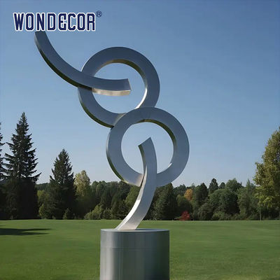 Large outdoor park geometric letter rusted steel sculpture