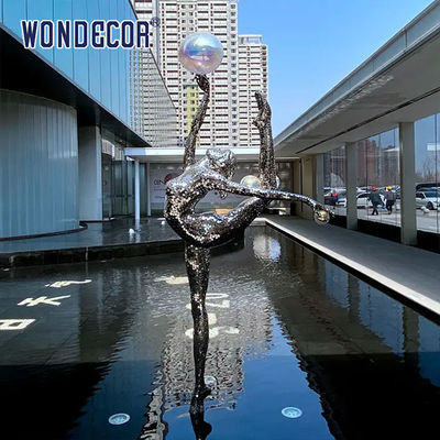 Luxury villa pool decoration abstract stainless steel ballet dancer statue
